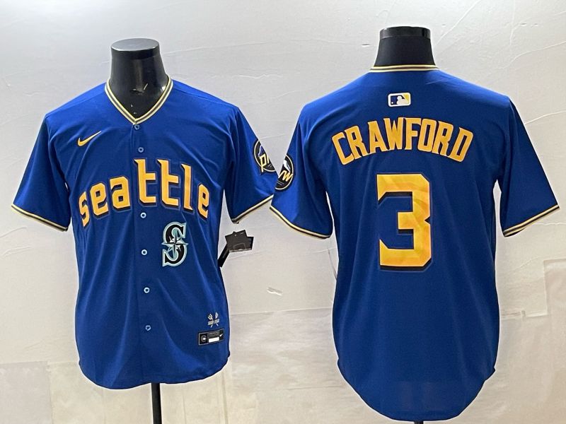 Men Seattle Mariners #3 Crawford blue Game Nike MLB 2025 Jersey 007->seattle mariners->MLB Jersey